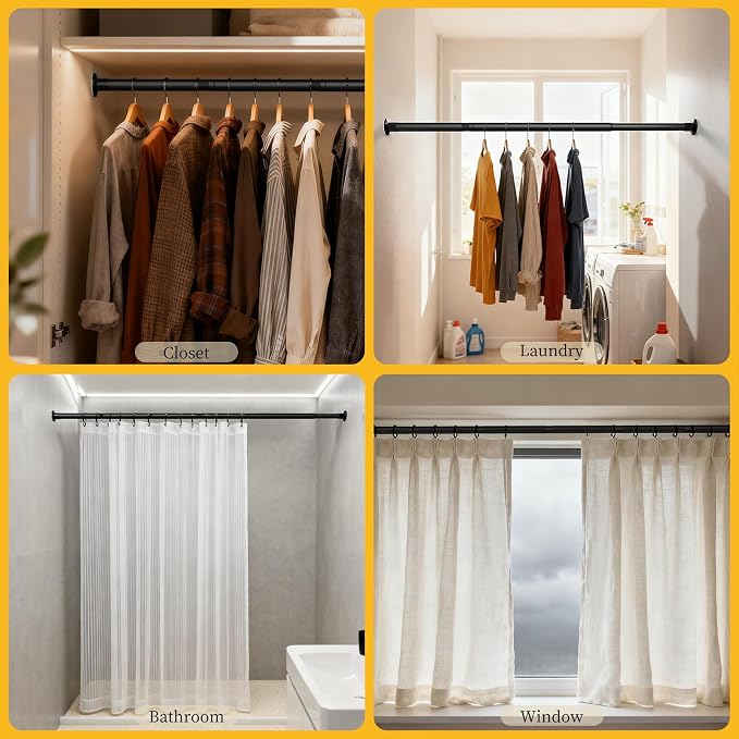 No Drilling Closet Rod, Adjustable Black Closet Rod, 28-98 Inches Closet - Image 7