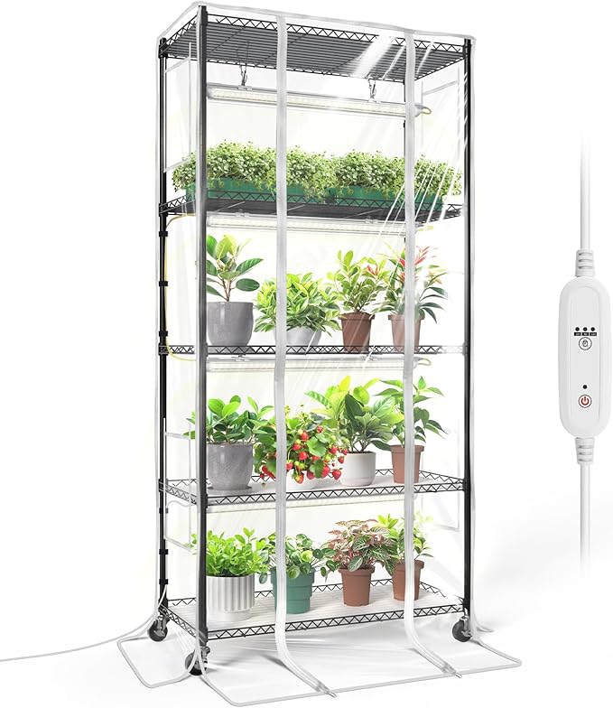 Bstrip Indoor Greenhouse with Grow Light, Mini Green House with 4 Pack T8 Full by Bstrip
