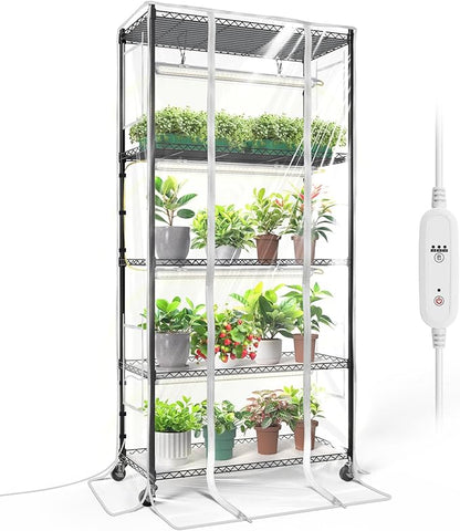 Bstrip Indoor Greenhouse with Grow Light, Mini Green House with 4 Pack T8 Full by Bstrip