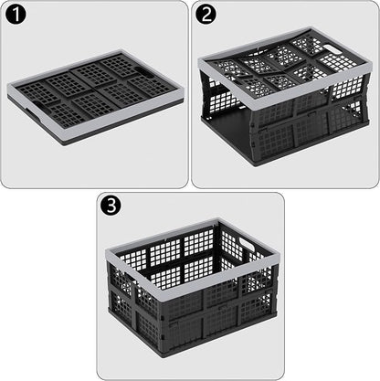 Collapsible Milk Crate, 3PK 30L Stackable Containers Folding Crates, Heavy Duty - Image 4