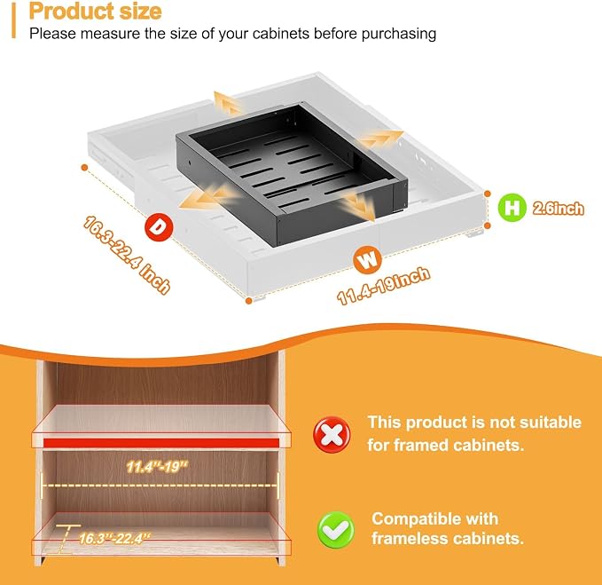 1 Pack Pull Out Cabinet Drawer, Width & Depth Expandable Slide Out Cabinet - Image 2