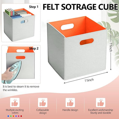 6 Pcs 11 Inch Colorful Felt Storage Cubes - Image 3