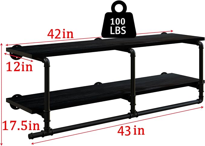 Wall Mounted Clothes Rack 12 Inch Deep, 42in Heavy Duty Garment Rack - Image 8