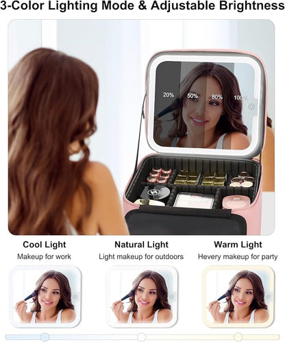 Relavel Makeup Bag with LED Mirror, Small Travel Makeup Case with Rechargeable - Image 2