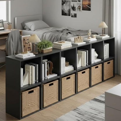 Homkdom 2 Cube Bookshelf Organizer, DIY Wooden Open Book Shelf - Image 4