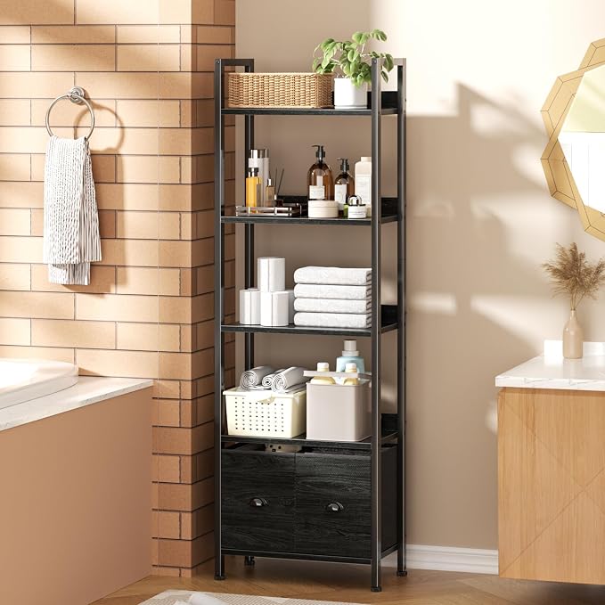 Furologee 5-Tier Bookshelf, Tall Bookcase - Image 9