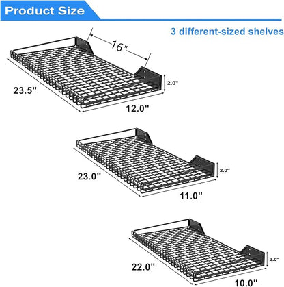 TORACK Wall-Mounted Storage Shelves, Mixed-Size Garage Floating Shelving - Image 3