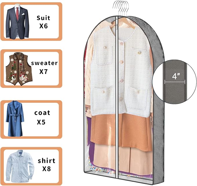 3 Pcs Garment Bags, Hanging Clothes Covers - Image 3