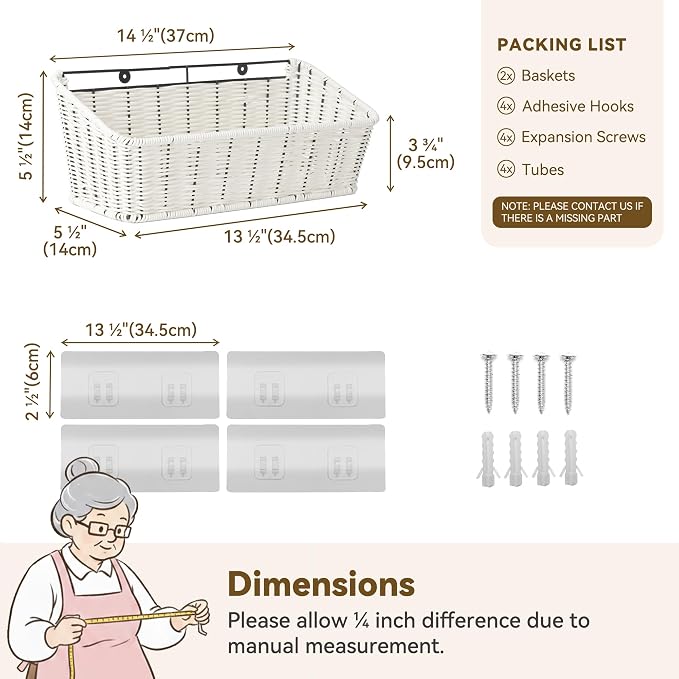 GRANNY SAYS Wicker Hanging Basket, 2 Pack Storage Baskets - Image 8