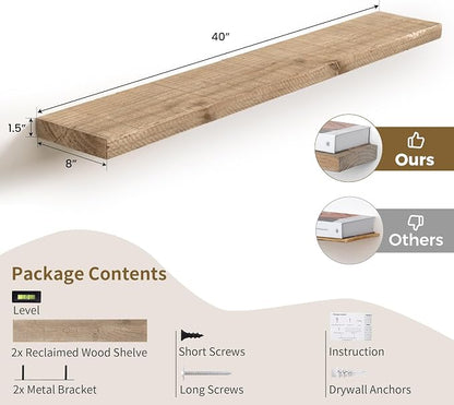 44 Inch Long Solid Wood Floating Shelves - Image 3