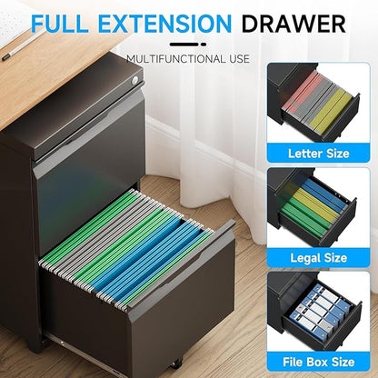 2 Drawer Mobile File Cabinet - Image 5