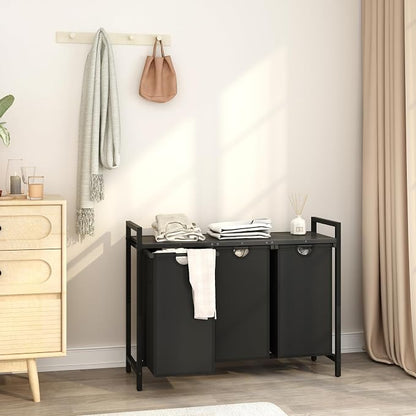 Laundry Hamper, Two -Color 3 Section Laundry Basket - Image 5