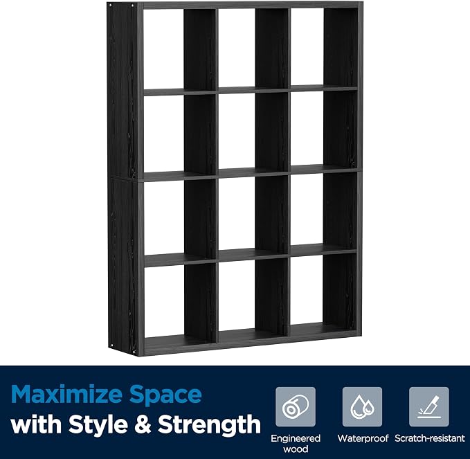 12-Cube Storage Organizer, Wooden Cube Shelf Bookcase - Image 8