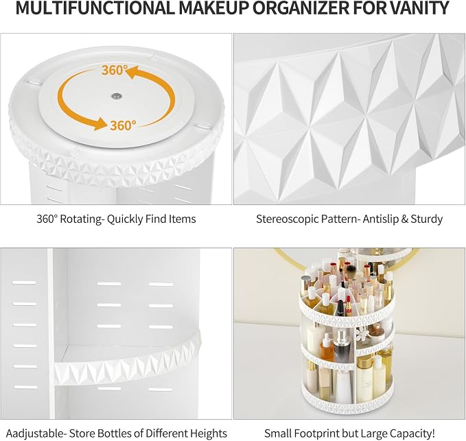 360 Rotating Makeup Organizer, DIY Adjustable Cosmetics Organizer, Professional - Image 3