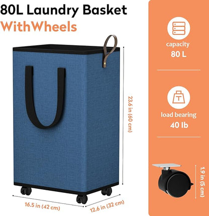 SpaceTrove Laundry Basket with Wheels, Collapsible Laundry Baskets, Laundry - Image 2