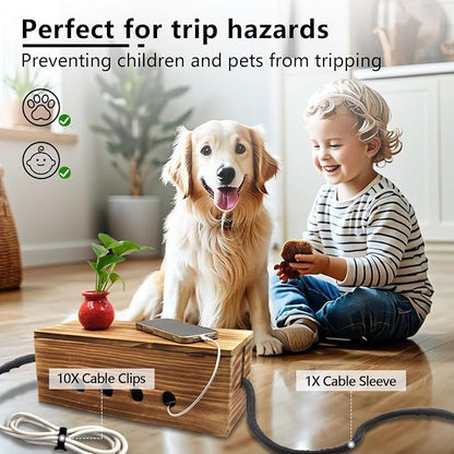 Large Cable Management Box, Wood Cord Hider Box & Organizer - Image 4