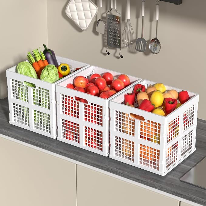 Sadstory 36 L Plastic Folding Storage Crate, Collapsible Crates, 3 Packs | - Image 6