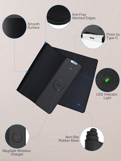 TopMade Wireless Charging Mouse Pad, 31.5"x11.81" XL Large Gaming Mousepad - Image 6