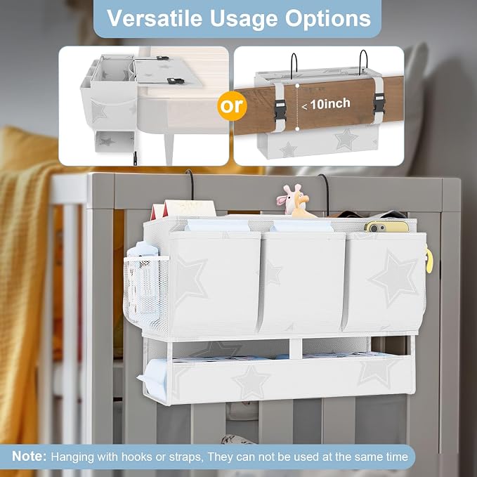 homyfort Bedside Caddy Organizer, Dual-Purpose Bedside Storage - Image 5