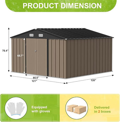 JUMMICO 10 x 10 FT Outdoor Storage Shed, Large Metal Garden Shed & Tool Sheds - Image 5