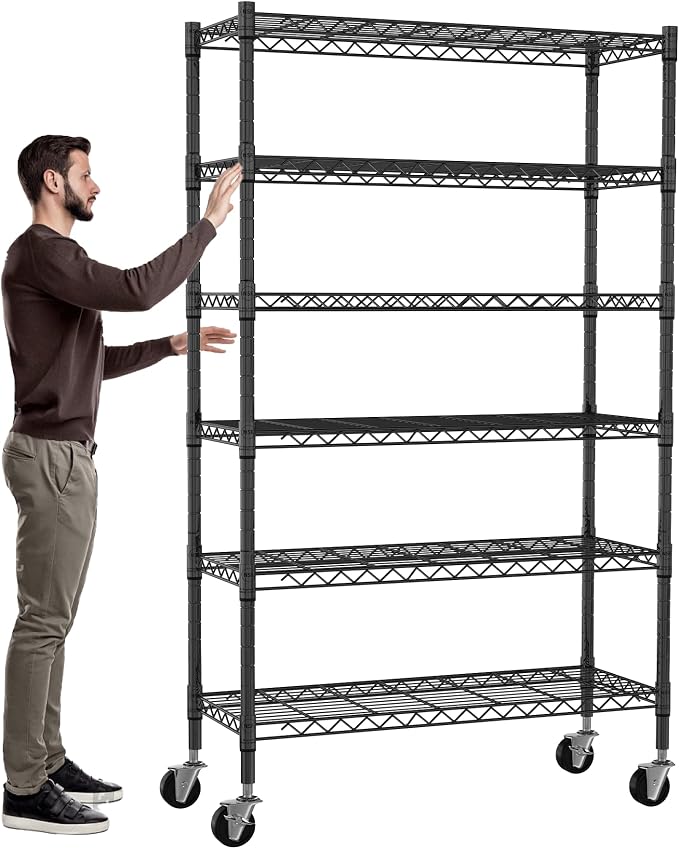 6-Tier Storage Shelves NSF Certified Wire Shelving Unit on Wheels Heavy Duty by Meet+perfect