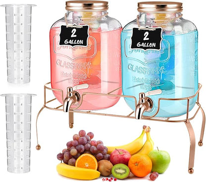 Lallisa 2 Pcs 2 Gallon Glass Drink Dispenser by Lallisa