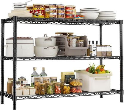 Storage Shelves Heavy Duty, 3-Tier Adjustable Metal Industrial Utility Shelf by ROOMTEC