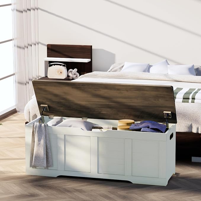 Timberer 47.2" Wooden Storage Chest, Extra Large Storage Trunk | Storage Bench - Image 2