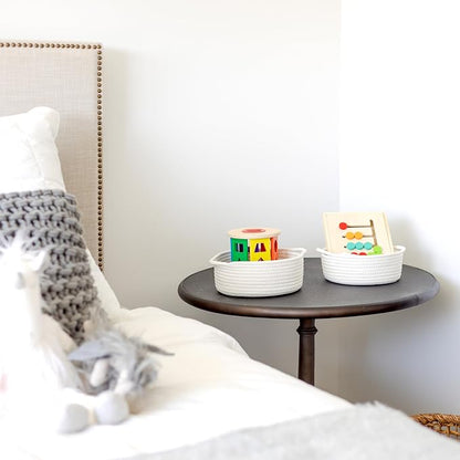 5-Piece Round Woven Cotton Rope Storage Baskets - Image 5