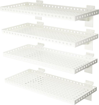 4 Pack Slatwall Shelves, Heavy Duty White Metal Slat Wall Shelf by BOBIBAN