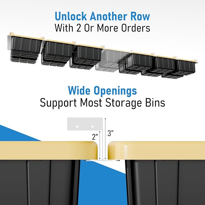 HANDT Overhead Garage Storage Rack, Connectable Heavy Duty Metal Ceiling Rails - Image 5