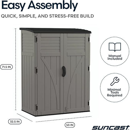 Suncast Outdoor Storage Cabinet Waterproof Resin Vertical Outdoor Storage Shed - Image 11