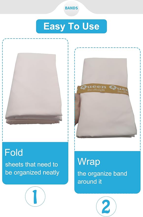 24 Packs Bed Sheet Organizer and Storage Size Label Bands, Elastic Sheet Folder - Image 4