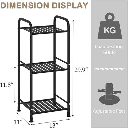 JSB 3 Tier Narrow Bathroom Shelving Unit, Kitchen Storage Rack Organizer Metal - Image 2