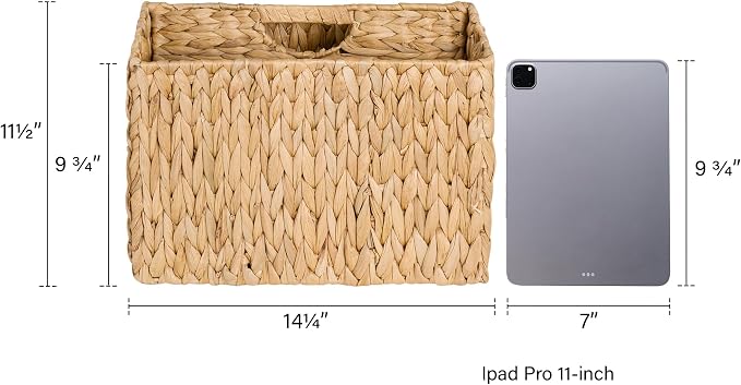 StorageWorks Hand-Woven Divided Magazine Basket, Rattan Magazine Holder - Image 7