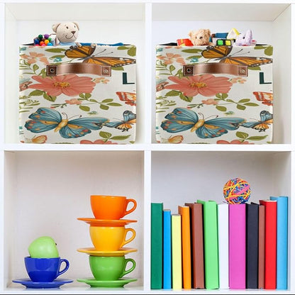 Live Laugh Love Colorful Butterfly Storage Bins Box Foldable Shelf Basket - Image 6