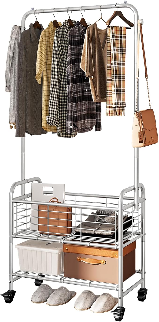 SUOERNUO Laundry Cart with Hanging Rack Rolling Laundry Hamper Sorter with by SUOERNUO