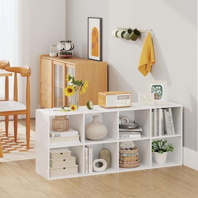 Giantex 8-Cube Bookcase, 3-Tier Cubby Bookshelf, Horizontal Vertical Display - Image 8