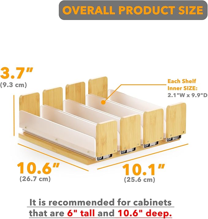 SpaceAid Bamboo Pull Out Spice Rack Organizer - Image 3
