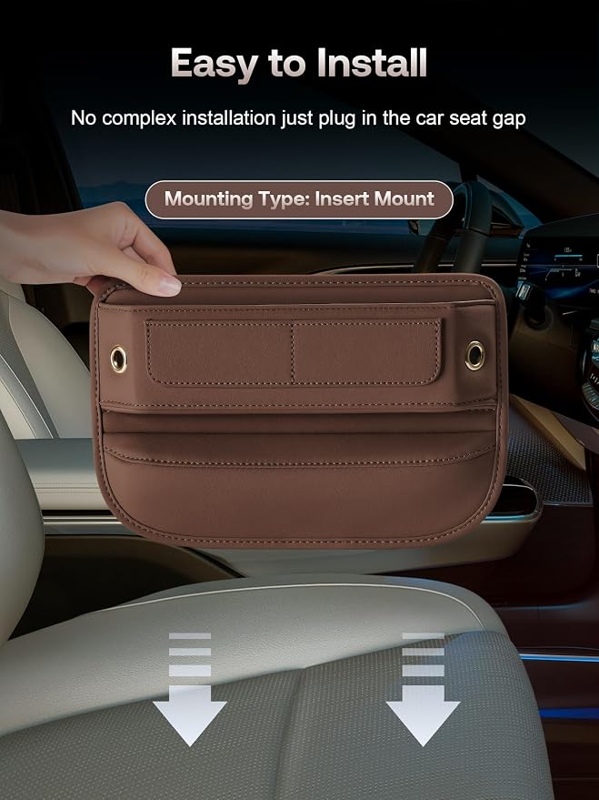 Premium Leather Seat Gap Filler Organizer, Universal Fit Car Accessories - Image 7