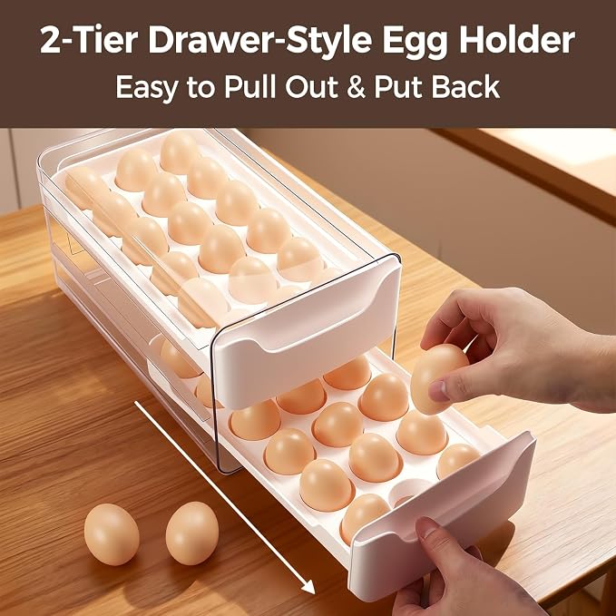 36-Egg-Holder for Fridge, Egg-Storage for Refrigerator Countertop, 2 Tier - Image 5