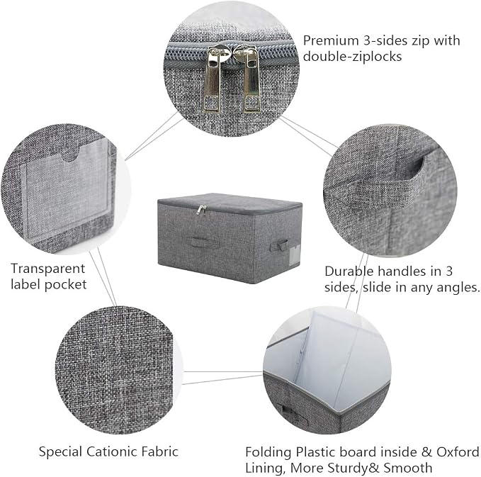 iwill CREATE PRO Pack of 3, 17.7 * 13.8 * 9.8" Stackable Folding Storage Baskets - Image 3