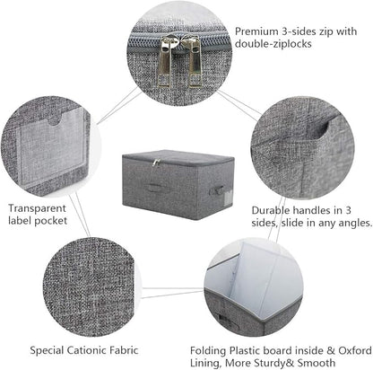 iwill CREATE PRO Pack of 3, 17.7 * 13.8 * 9.8" Stackable Folding Storage Baskets - Image 3