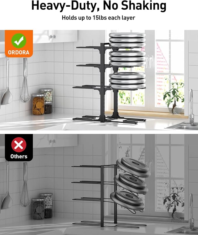 ORDORA Pots and Pans Organizer: under Cabinet, 20.8" Height Heavy Duty 120LBS - Image 6