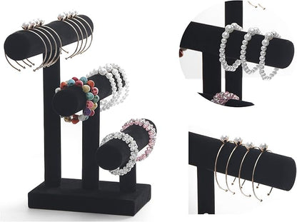 Wuligirl 3 Tier Bracelet Holder T-Bar Jewelry Stand Velvet Jewelry Holder - Image 3
