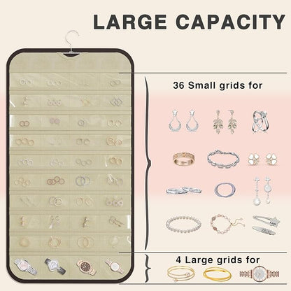 Hanging Jewelry Organizer Storage, 40 Pockets 36 Hooks Necklace Earring - Image 6