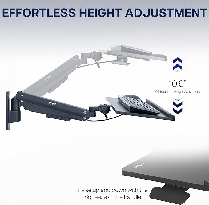 VIVO Sit-Stand 24 Inch Pneumatic Spring Keyboard and Mouse Tray Wall Mount - Image 6