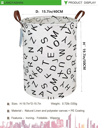LANGYASHAN Laundry Basket Canvas Fabric Collapsible Organizer Basket - Image 2