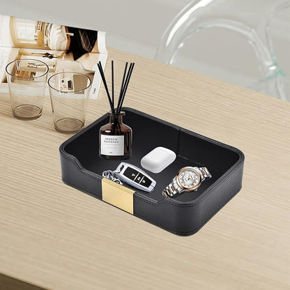 Luxury Leather Valet Tray Desktop Storage Organizer, Bedside Vanity Catchall - Image 7