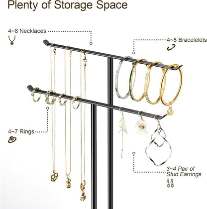 pickpiff Necklace Holder Jewelry Organizer Stand – 2‑Tier T‑Bar Jewelry Display - Image 6